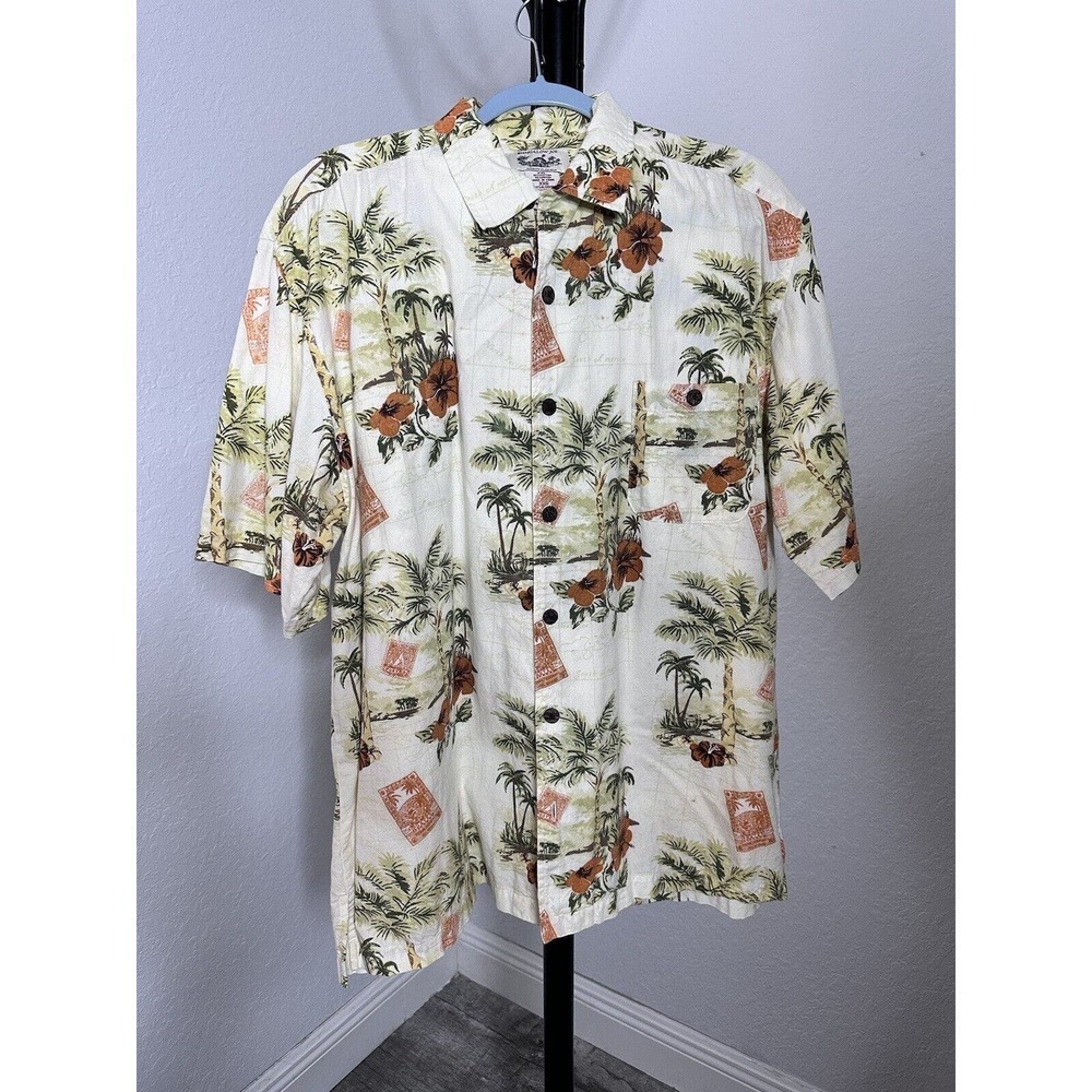 Bungalow Joe Mens‎ Hawaiian Aloha Tropical Shirt Big Tall Size XXG Yellow/Green